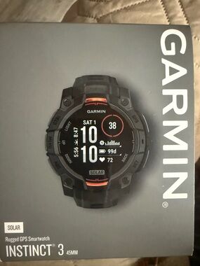 Garmin Instinct 3 Solar Rugged GPS Smartwatch - Black with Orange Accents
